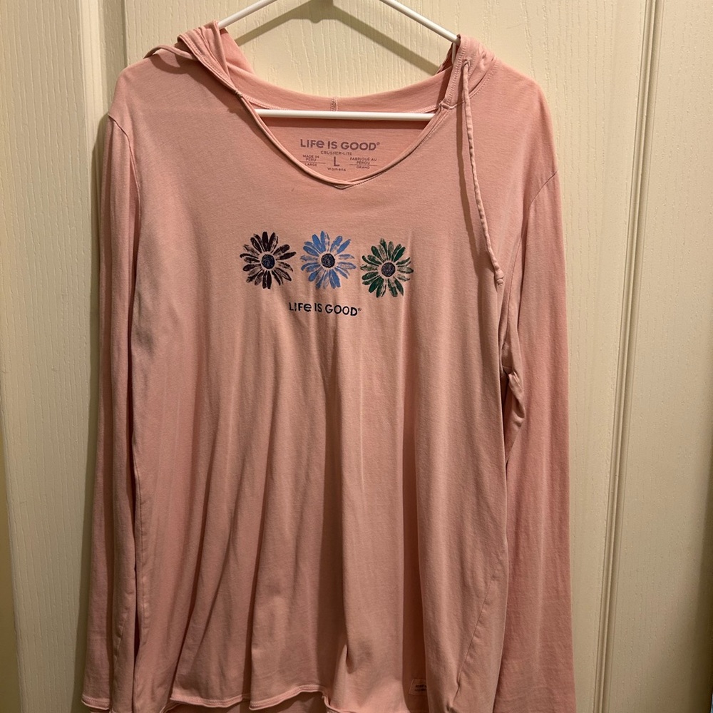 Life Is Good Pink Long Sleeve Top